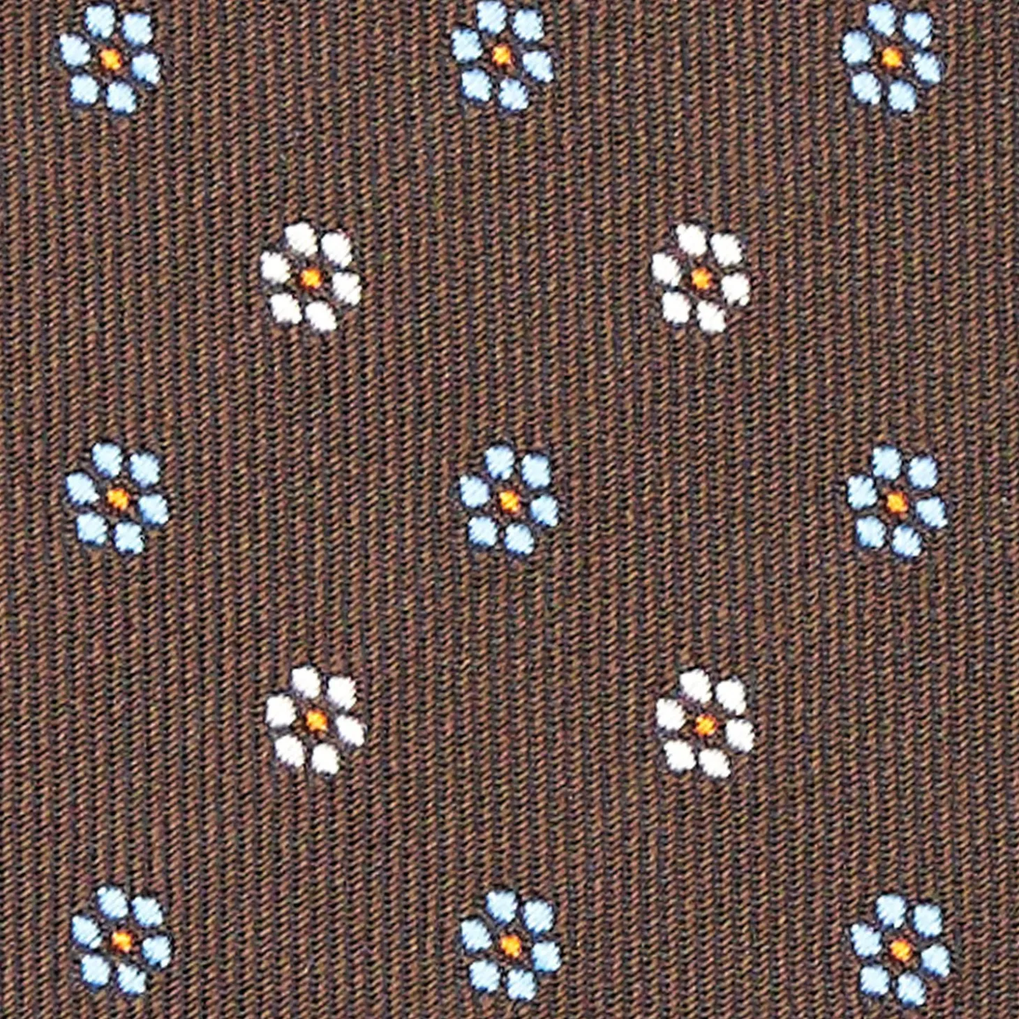 Dark Brown Sartorial Jacquard Silk Tie - Small Flower Designs