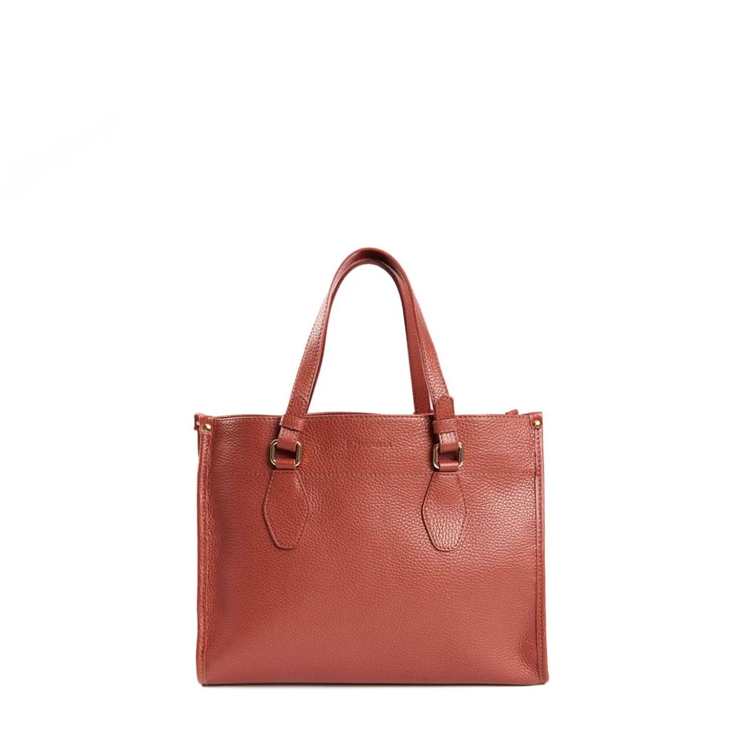 Dark Brown Shopping Bag In Hammered Leather