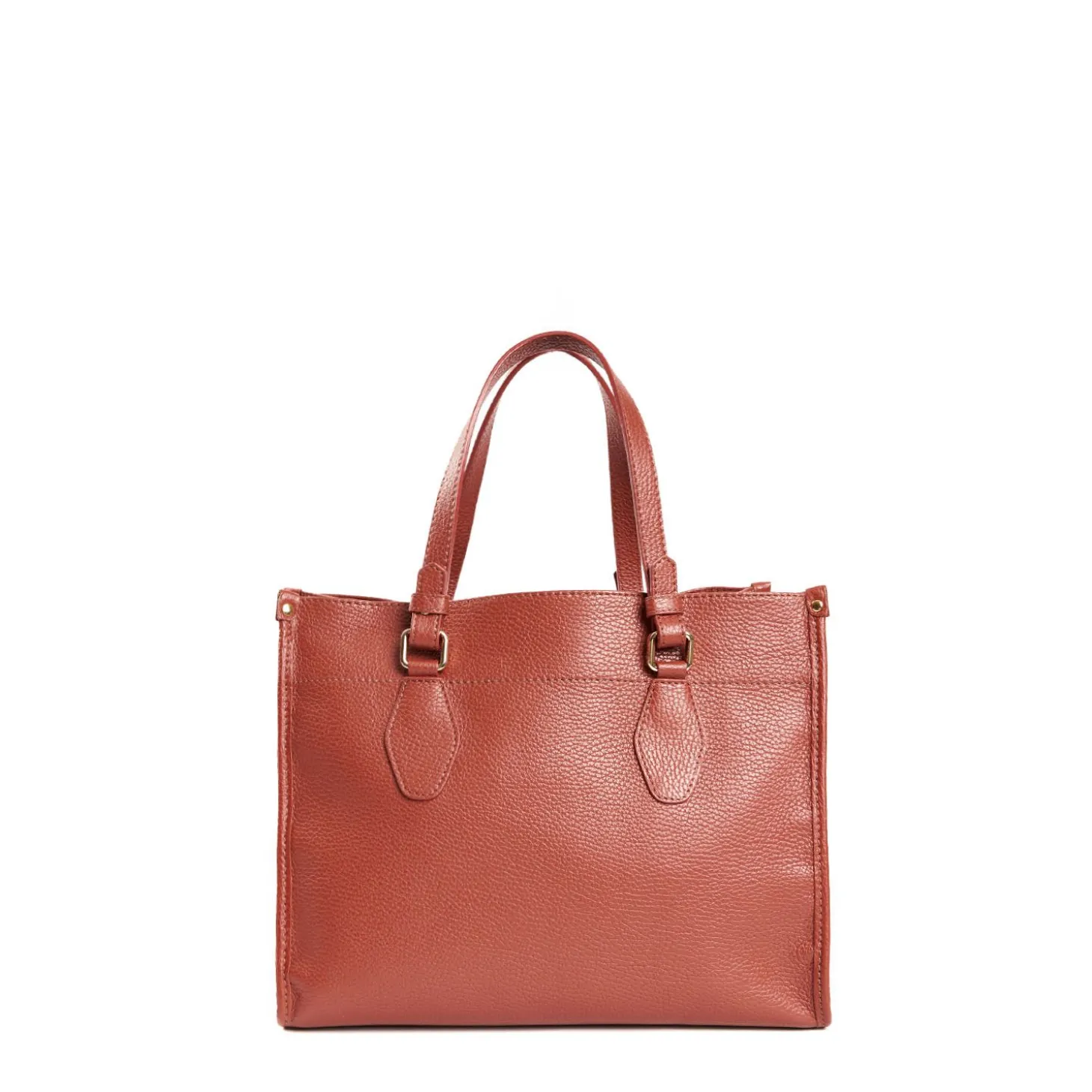 Dark Brown Shopping Bag In Hammered Leather