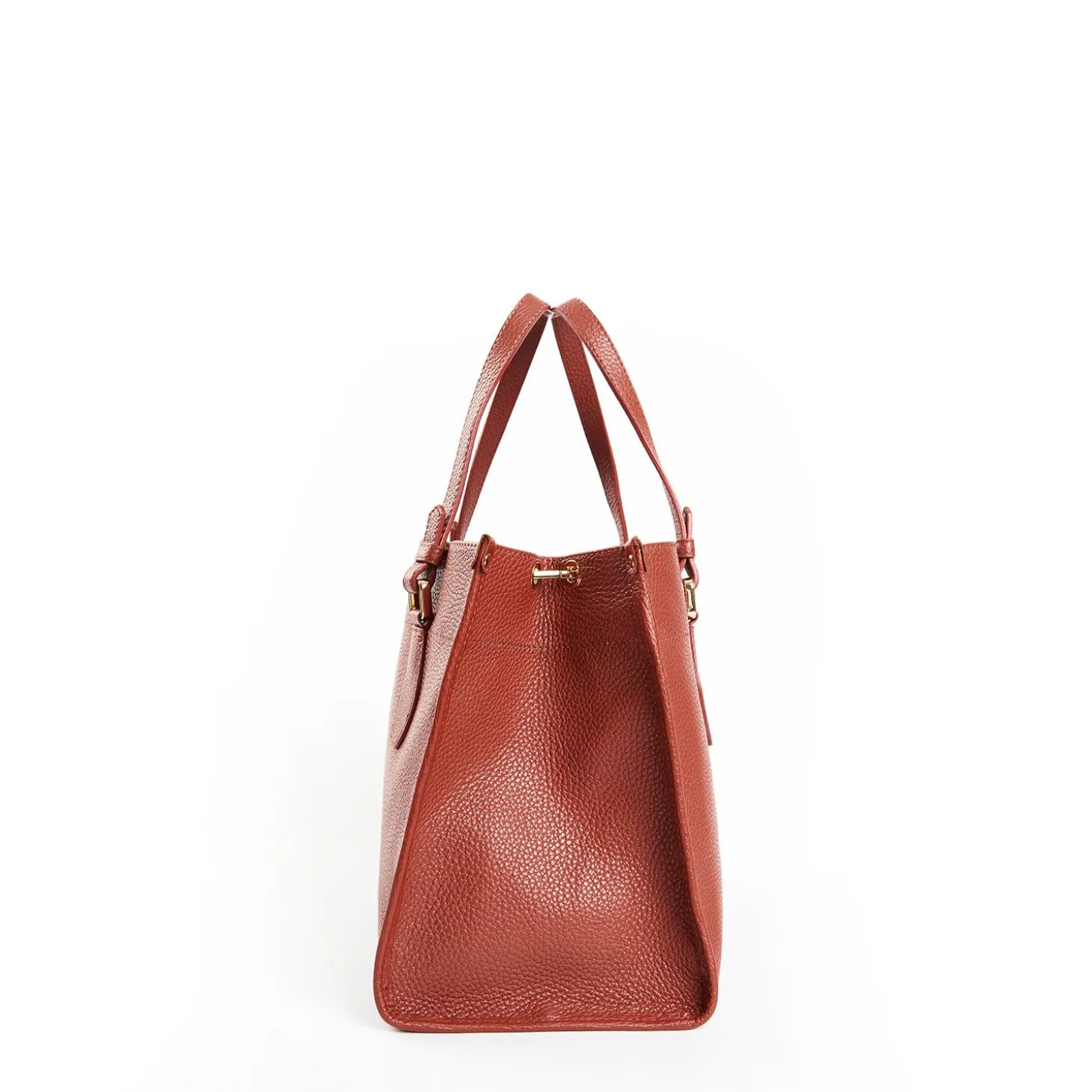 Dark Brown Shopping Bag In Hammered Leather