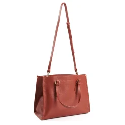 Dark Brown Shopping Bag In Hammered Leather
