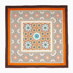 Dark Brown Silk Scarf 90 - Mosaic