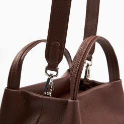 Dark Brown Textured Leather Soft Mini Bag