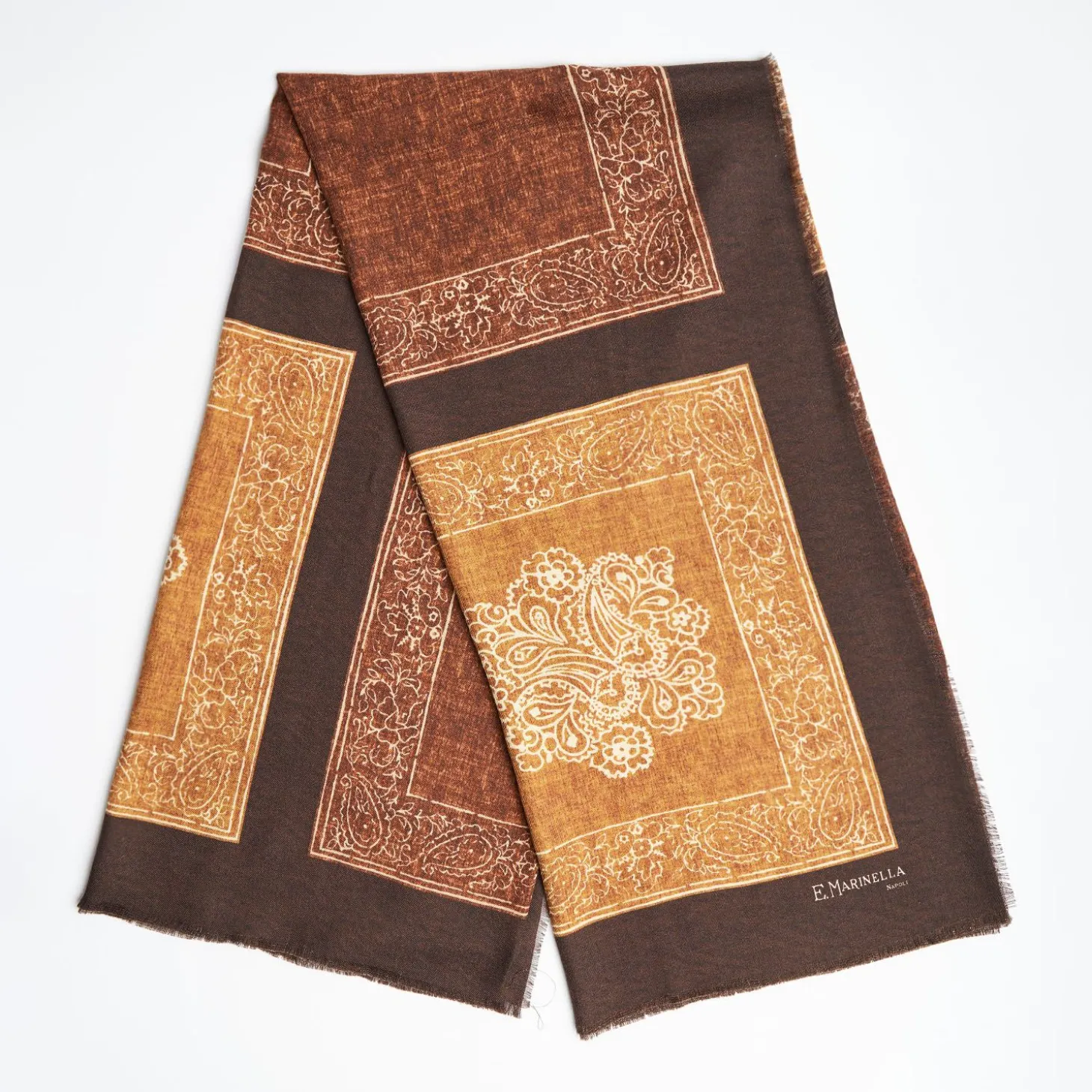 Dark Brown Wool And Silk Stole Alternate Checks