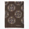 Dark Brown Wool Stole With Floral Decoration