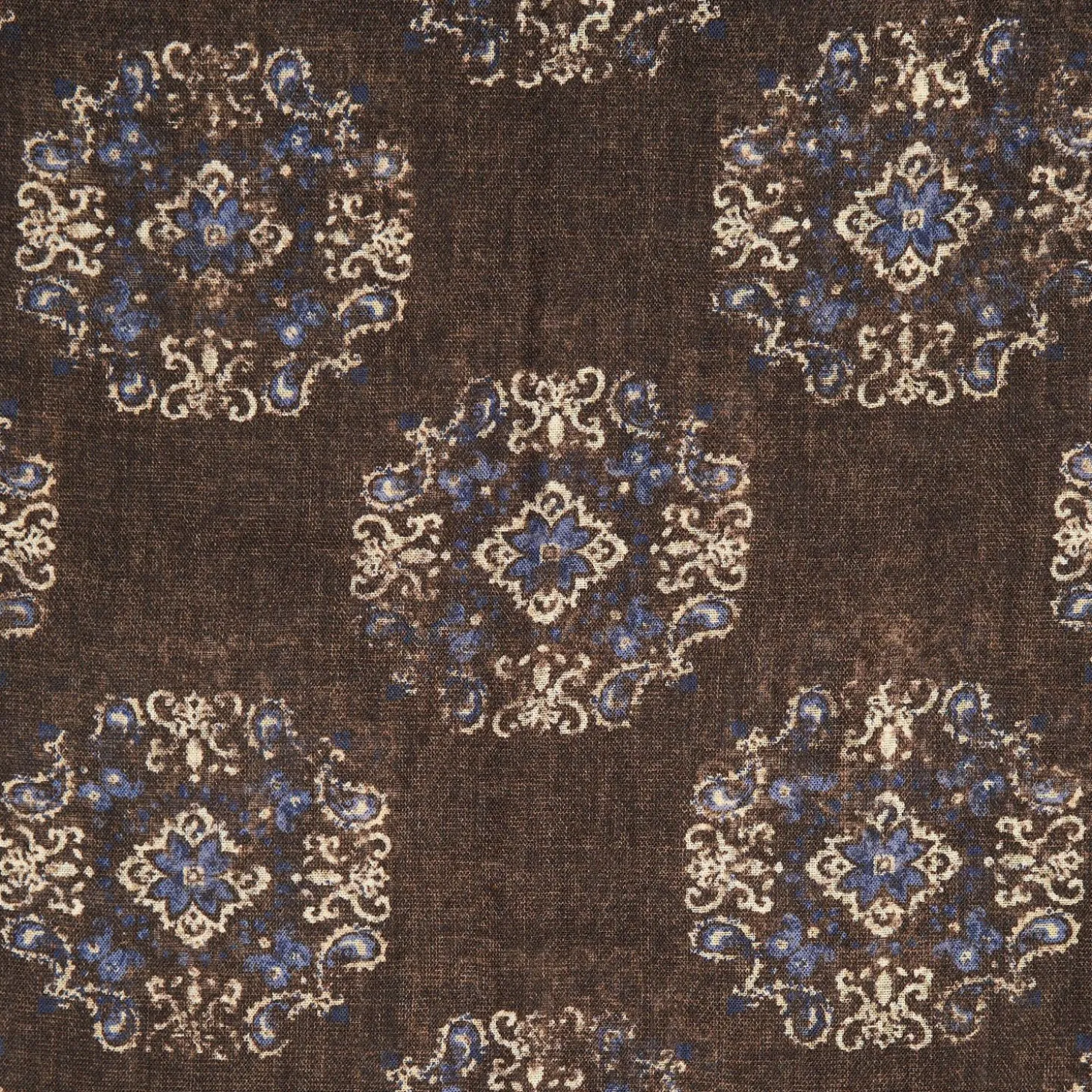 Dark Brown Wool Stole With Floral Decoration