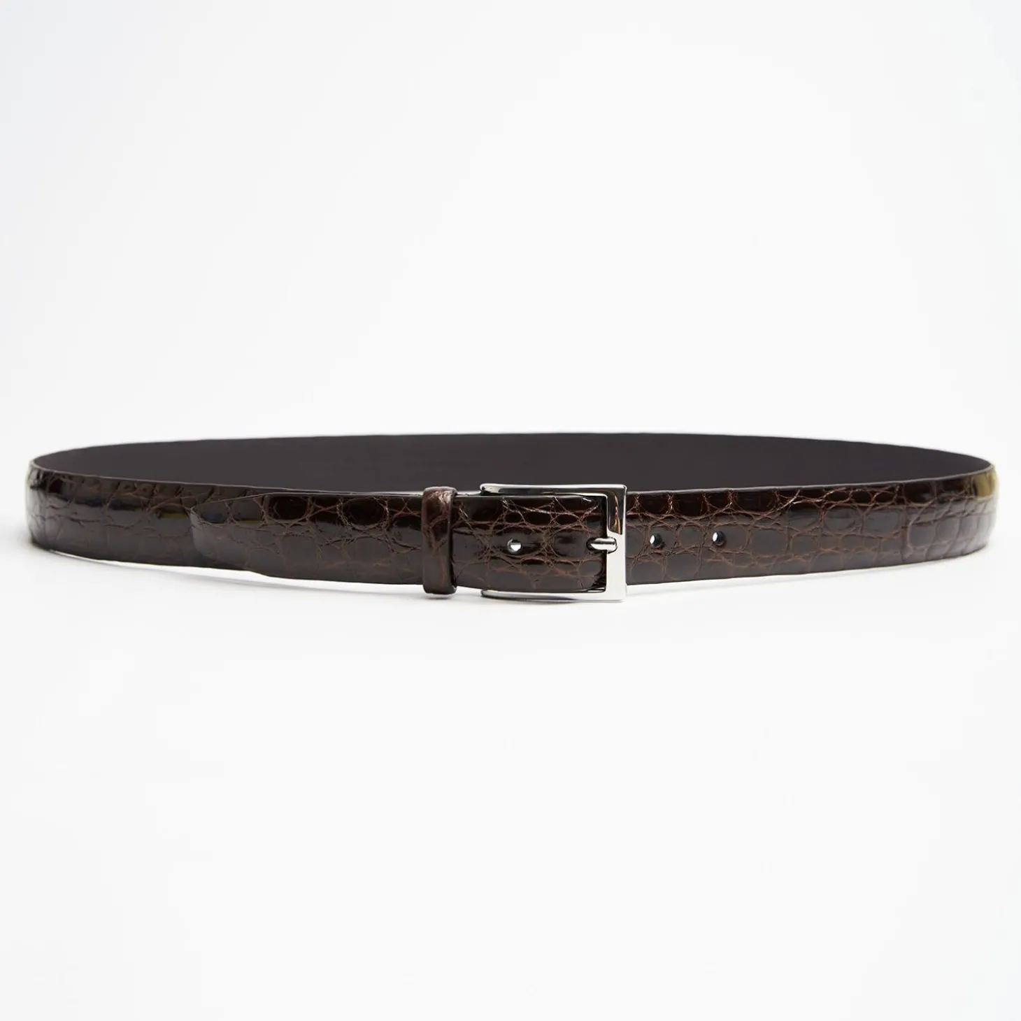 Dark Chocolate Belt In Alligator