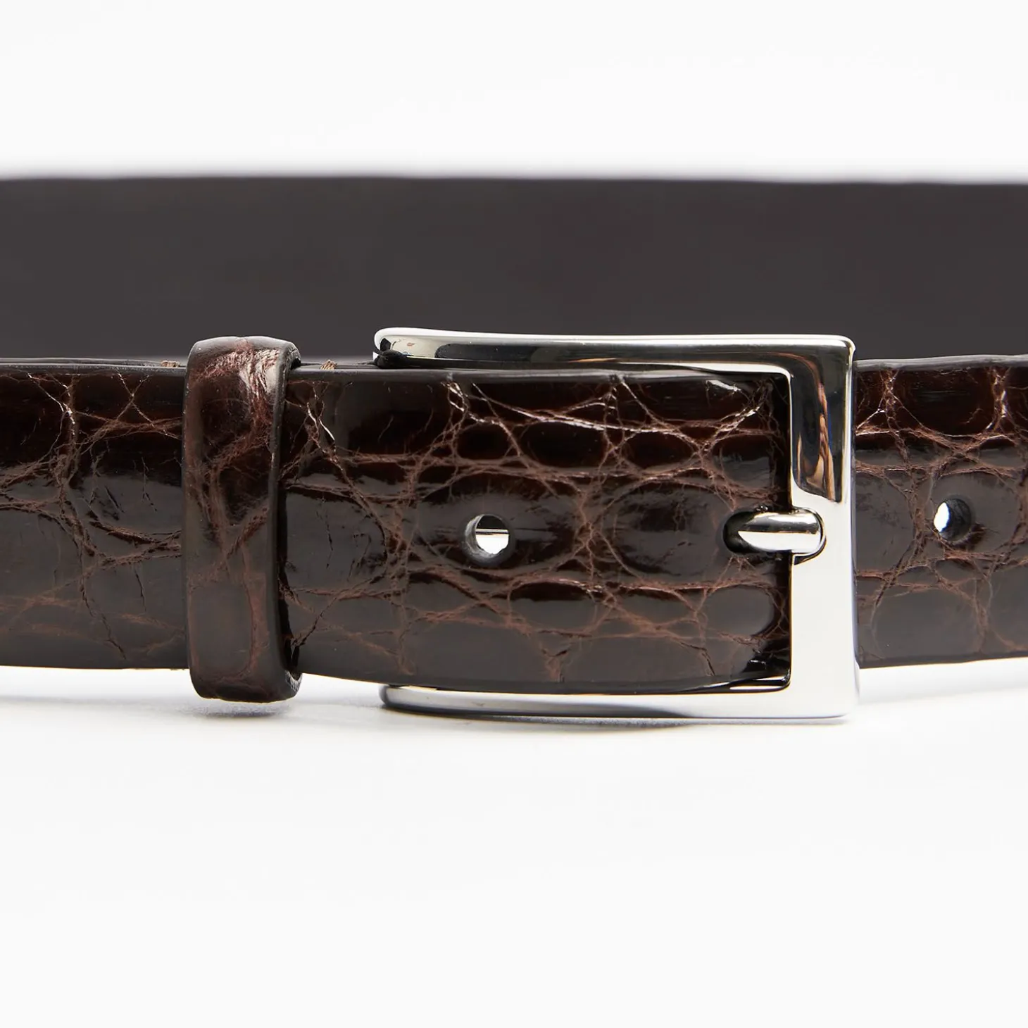 Dark Chocolate Belt In Alligator