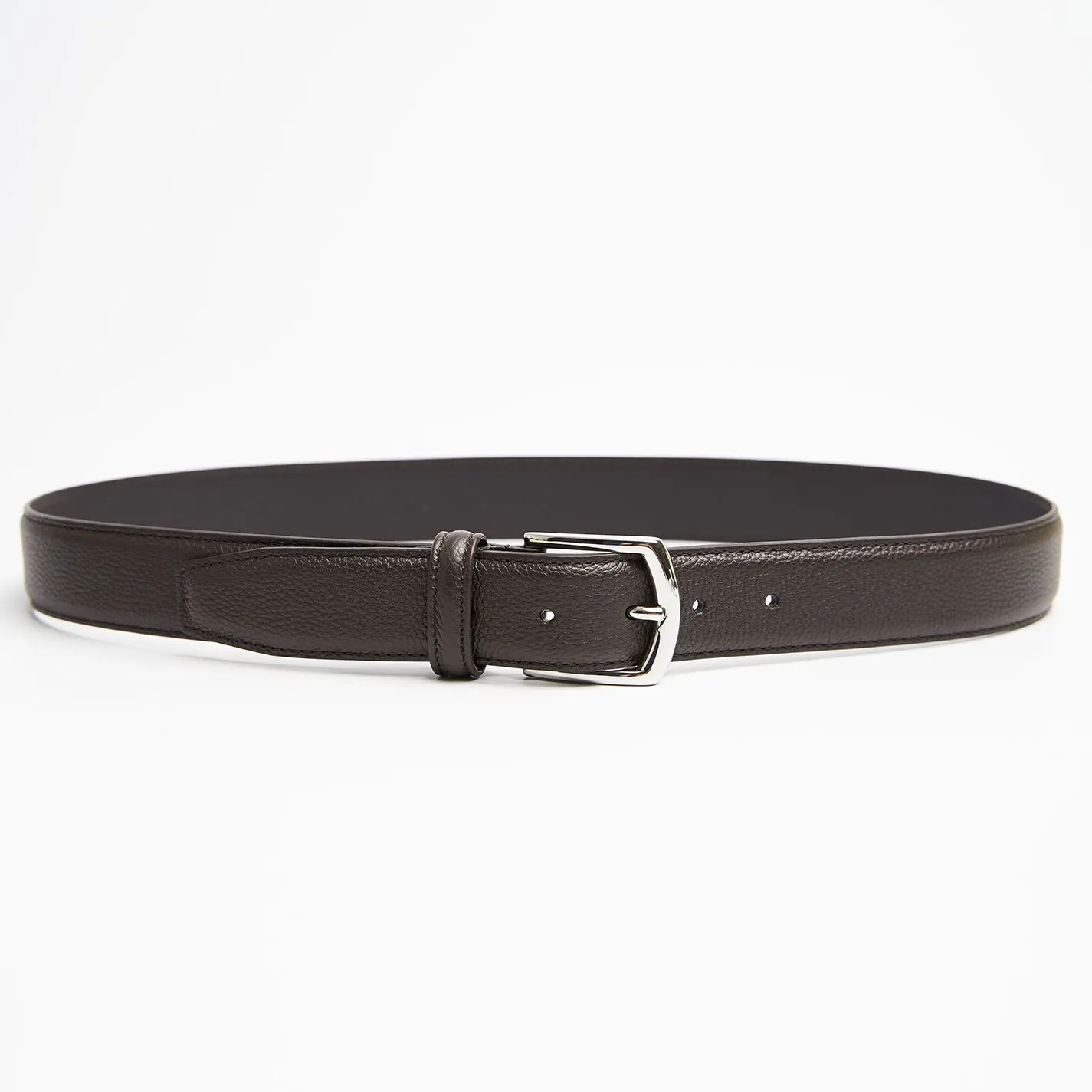 Dark Chocolate Belt In Fine-Grained Leather