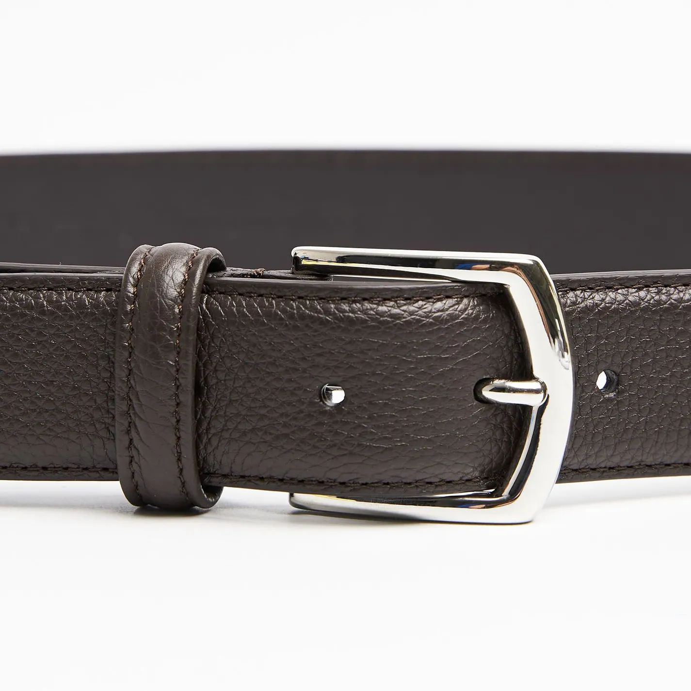 Dark Chocolate Belt In Fine-Grained Leather