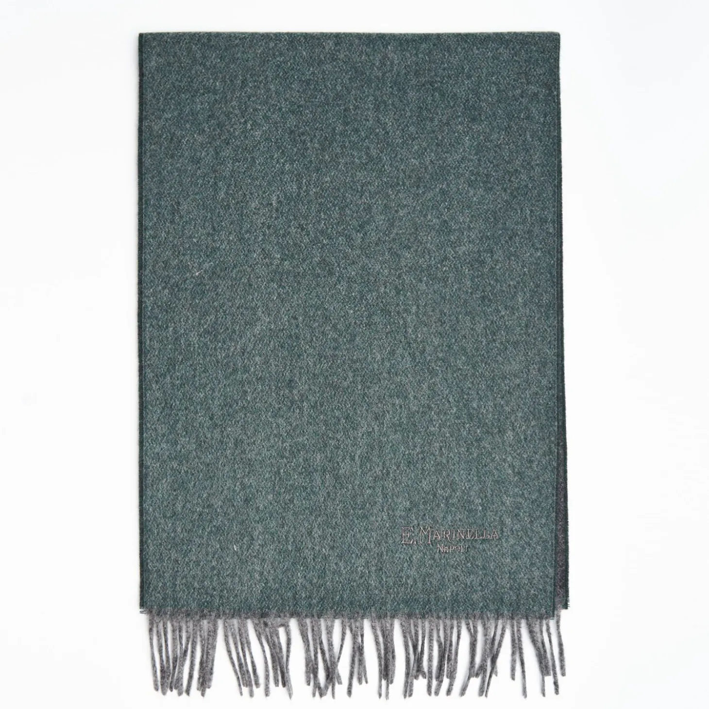Dark Green And Gray Double-Faced Cashmere Scarf