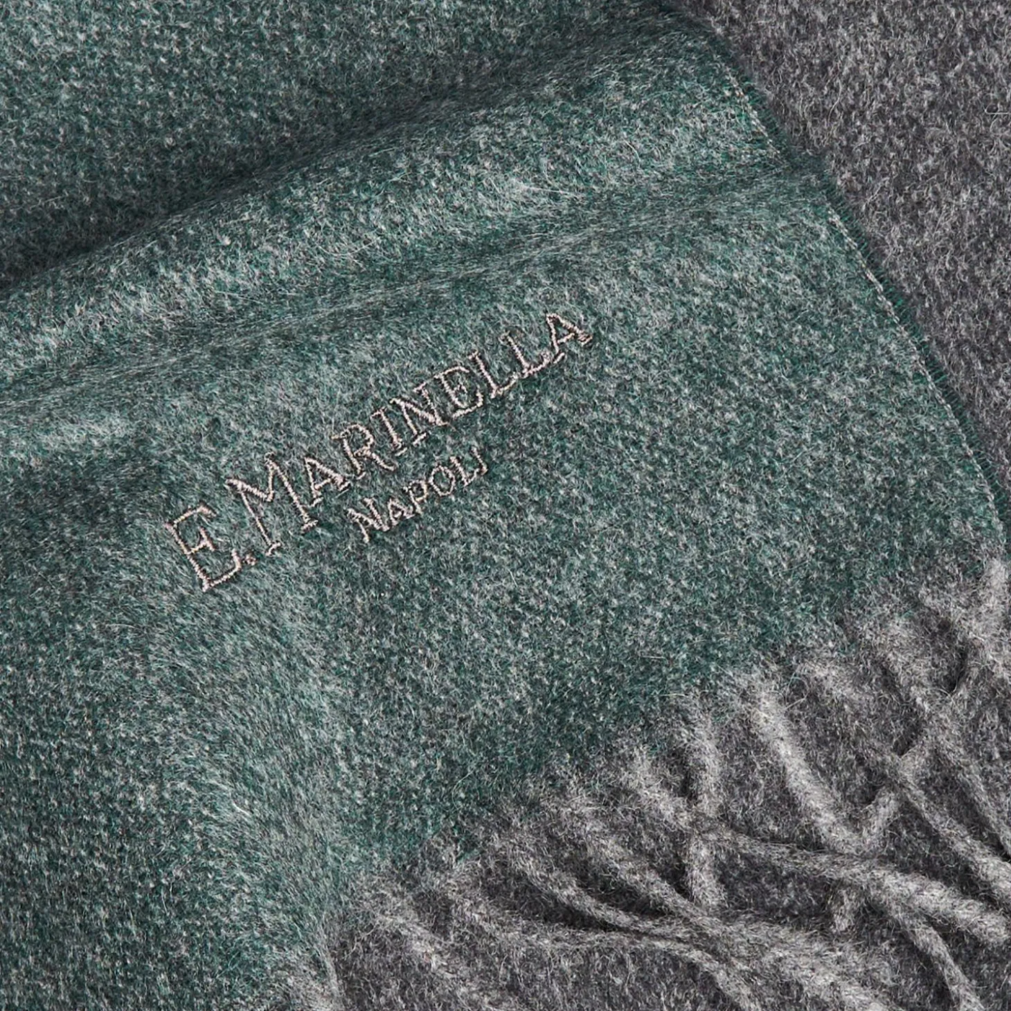 Dark Green And Gray Double-Faced Cashmere Scarf