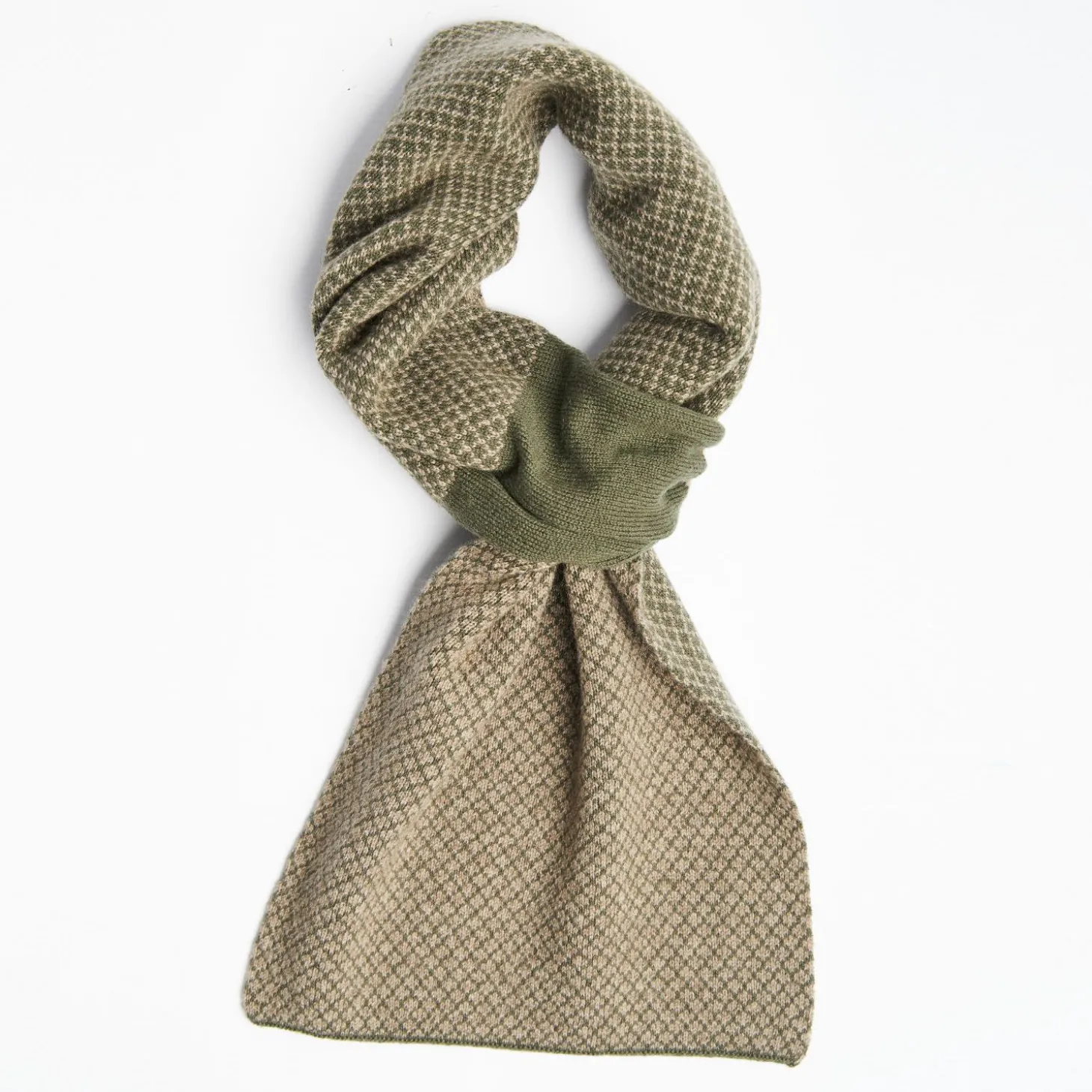Dark Green And Light Brown Cashmere Neck Warmer