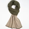 Dark Green And Light Brown Two-Tone Solid Cashmere Neck Warmer