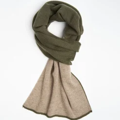 Dark Green And Light Brown Two-Tone Solid Cashmere Neck Warmer