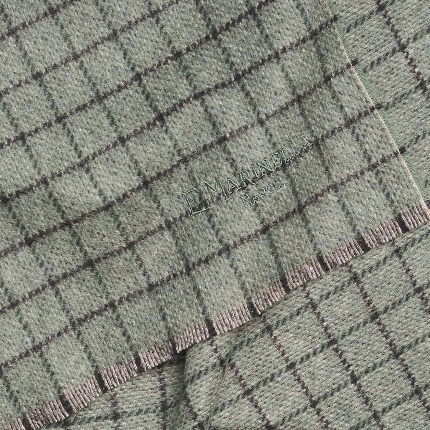 Dark Green Cashmere Small-Check Scarf