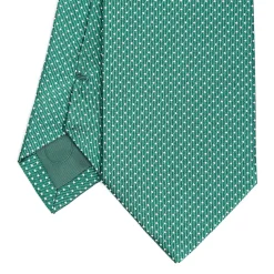 Dark Green Ceremonial Jacquard Silk Tie Small Geometric Pattern