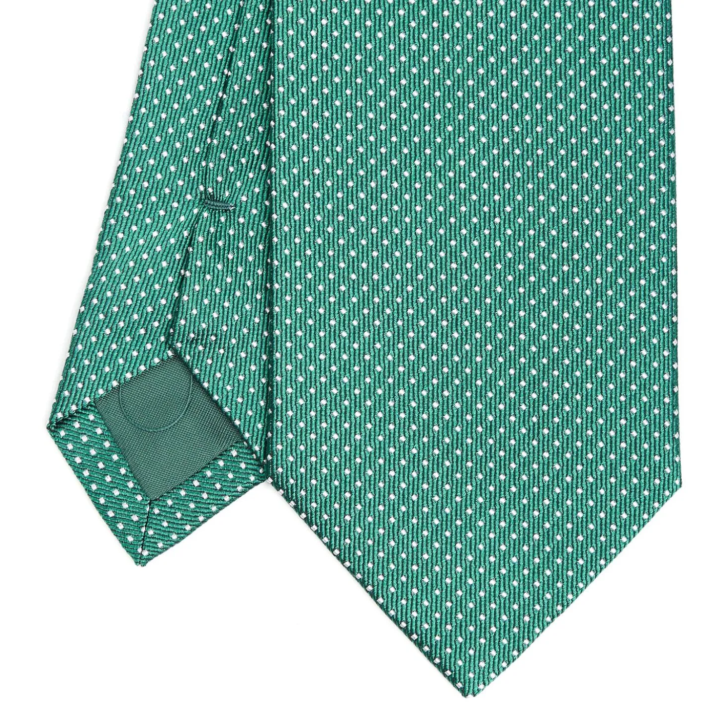 Dark Green Ceremonial Jacquard Silk Tie Small Geometric Pattern