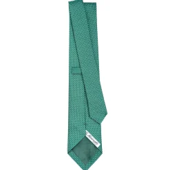 Dark Green Ceremonial Jacquard Silk Tie Small Geometric Pattern