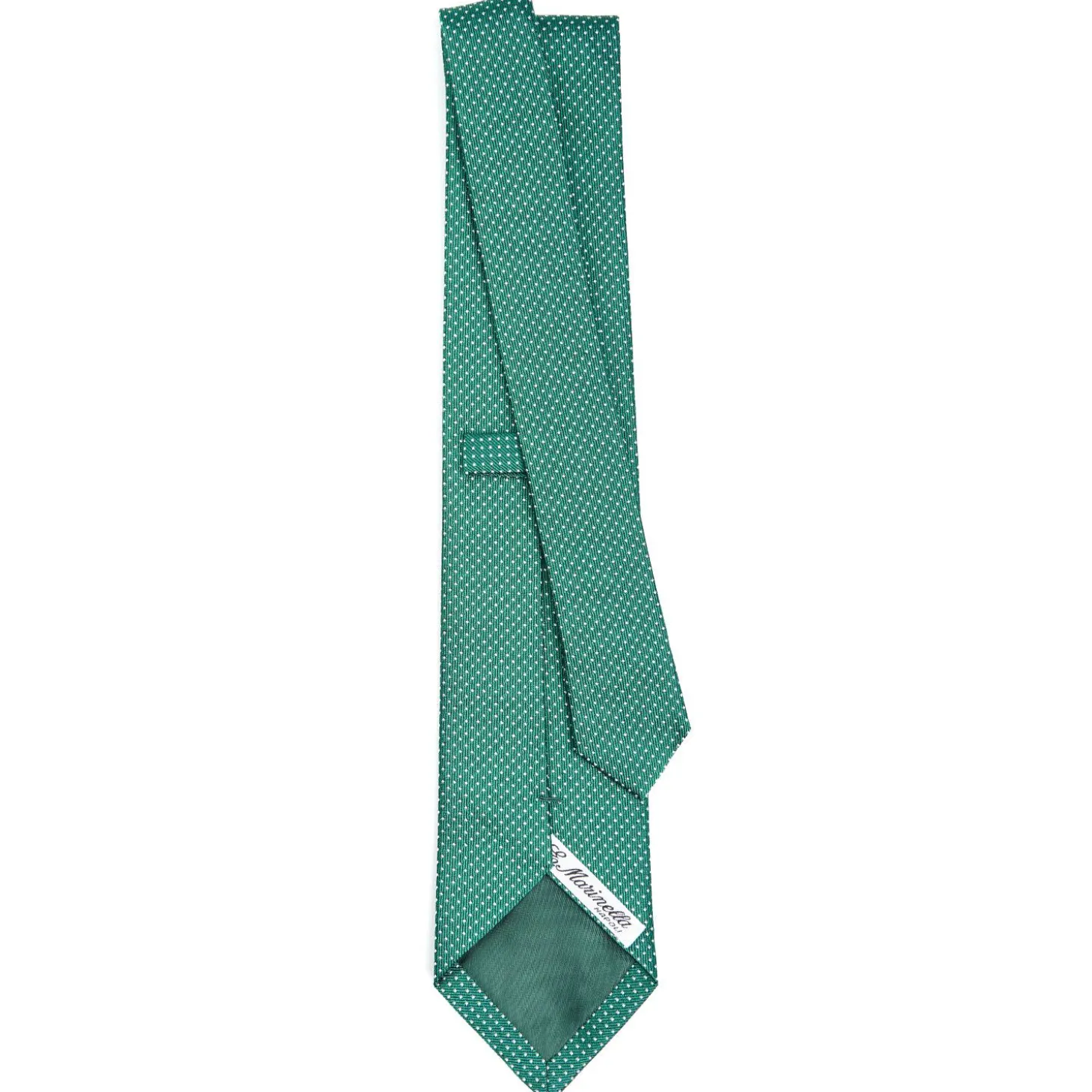 Dark Green Ceremonial Jacquard Silk Tie Small Geometric Pattern