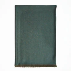 Dark Green Em Logo Scarf In Wool And Cashmere