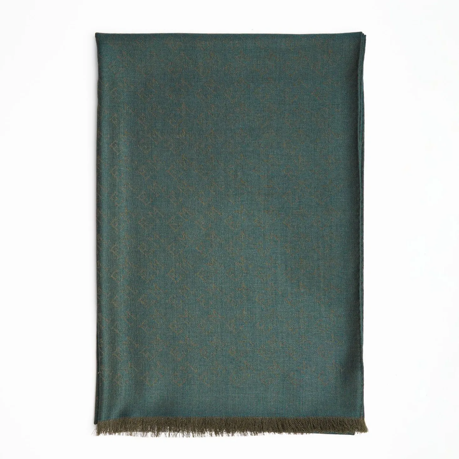 Dark Green Em Logo Scarf In Wool And Cashmere