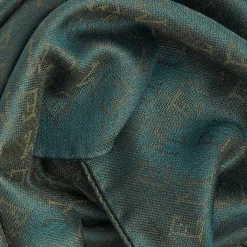 Dark Green Em Logo Scarf In Wool And Cashmere
