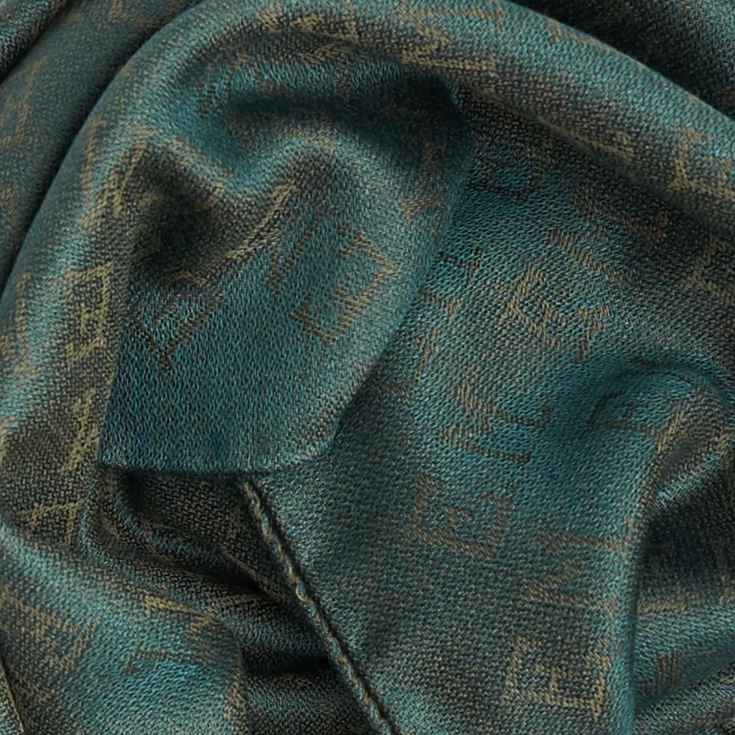 Dark Green Em Logo Scarf In Wool And Cashmere