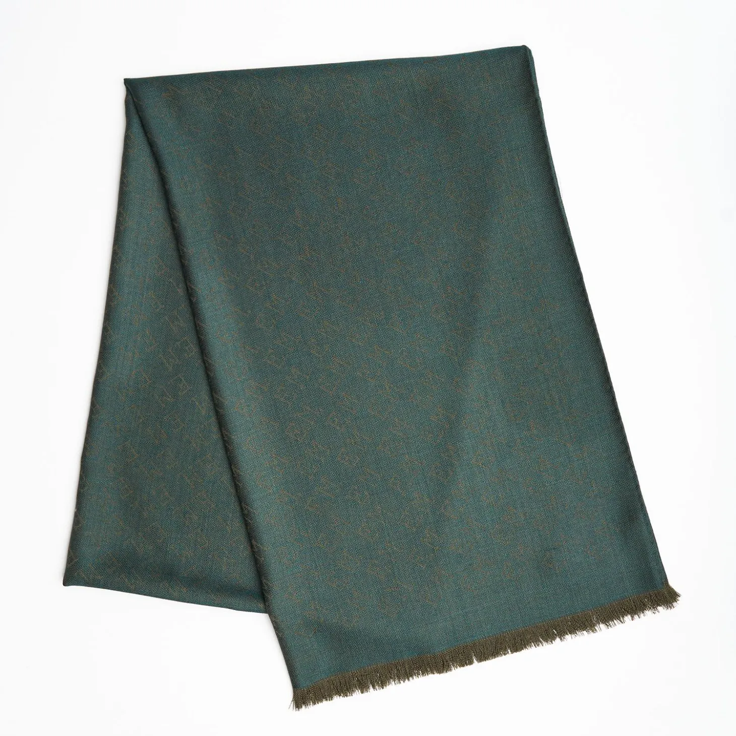 Dark Green Em Logo Scarf In Wool And Cashmere