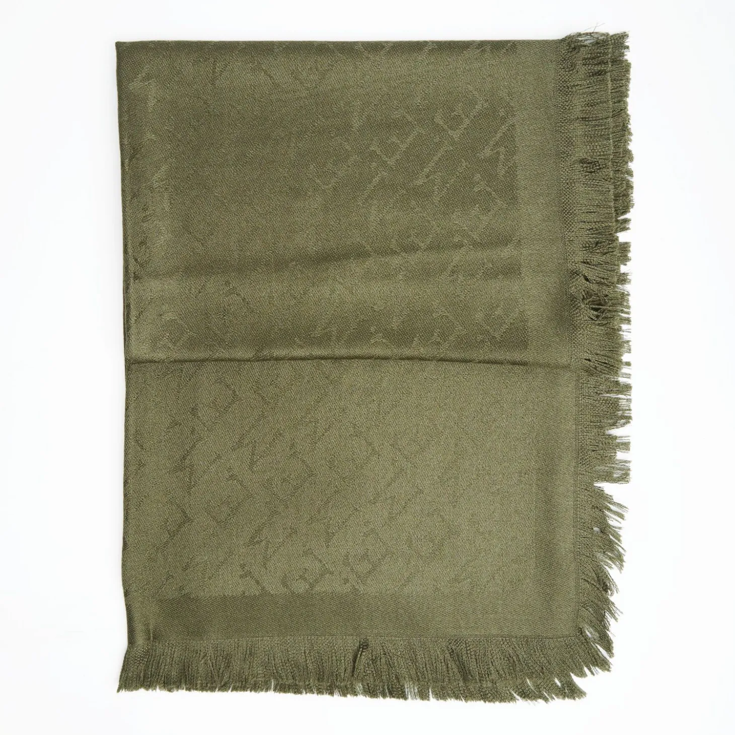Dark Green Em Logo Wool And Silk Stole