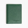 Dark Green Hammered Leather Folding Card Holder - 10 Compartments