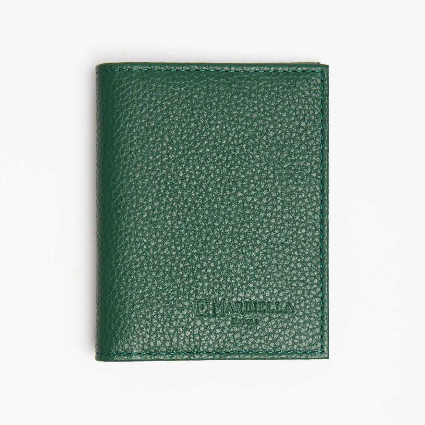 Dark Green Hammered Leather Folding Card Holder - 10 Compartments