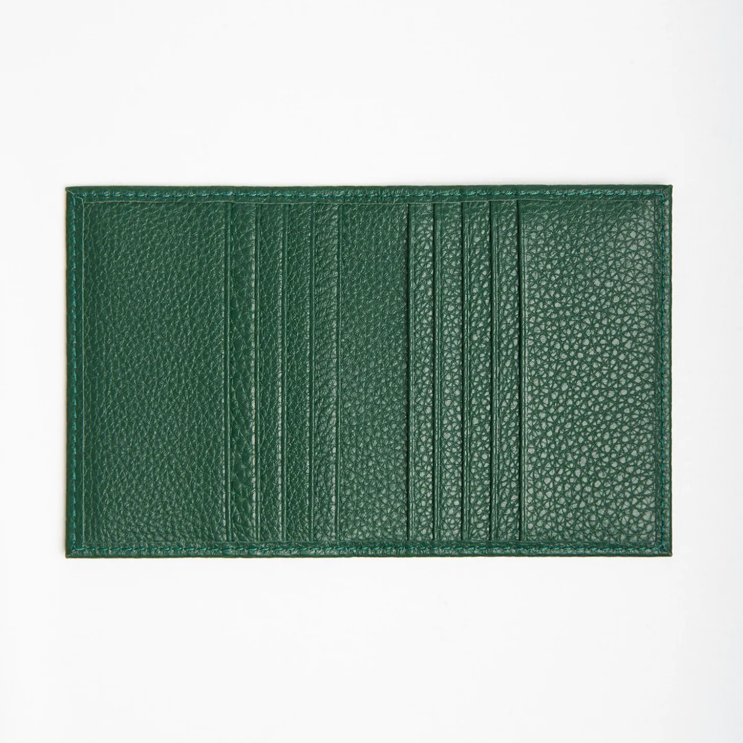 Dark Green Hammered Leather Folding Card Holder - 10 Compartments