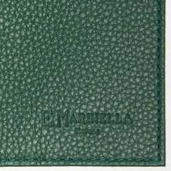 Dark Green Hammered Leather Folding Card Holder - 10 Compartments