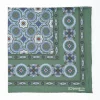 Dark Green Hand-Printed Silk Pocket Square - Large Flower Pattern
