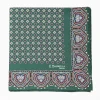 Dark Green Hand-Printed Silk Pocket Square Small Flower Pattern