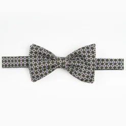 Dark Green Pre-Knotted Bowtie Small Flower Pattern