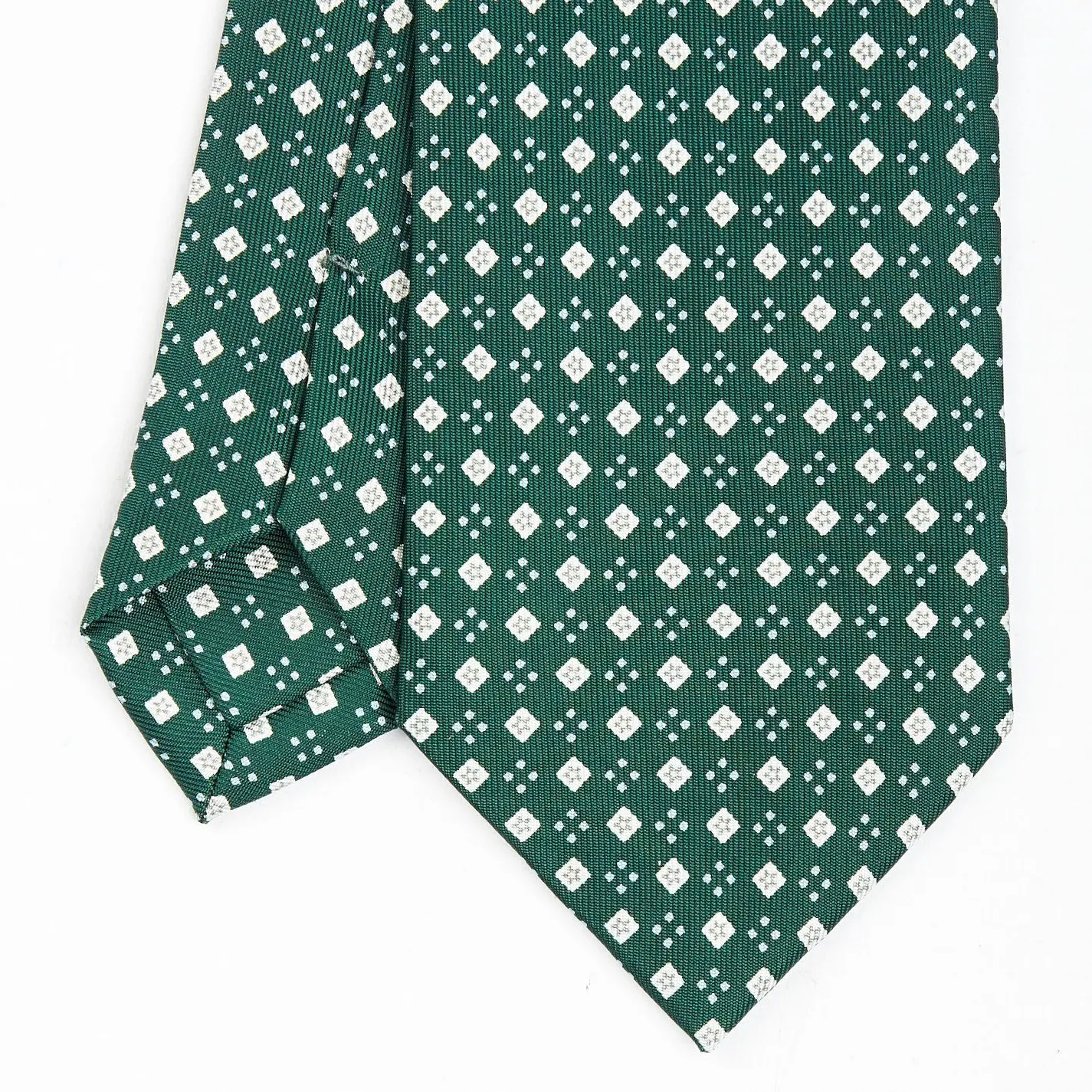 Dark Green Sartorial Classic Silk Tie - Small Flower Pattern