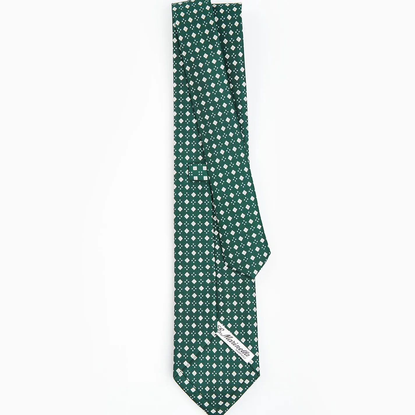 Dark Green Sartorial Classic Silk Tie - Small Flower Pattern