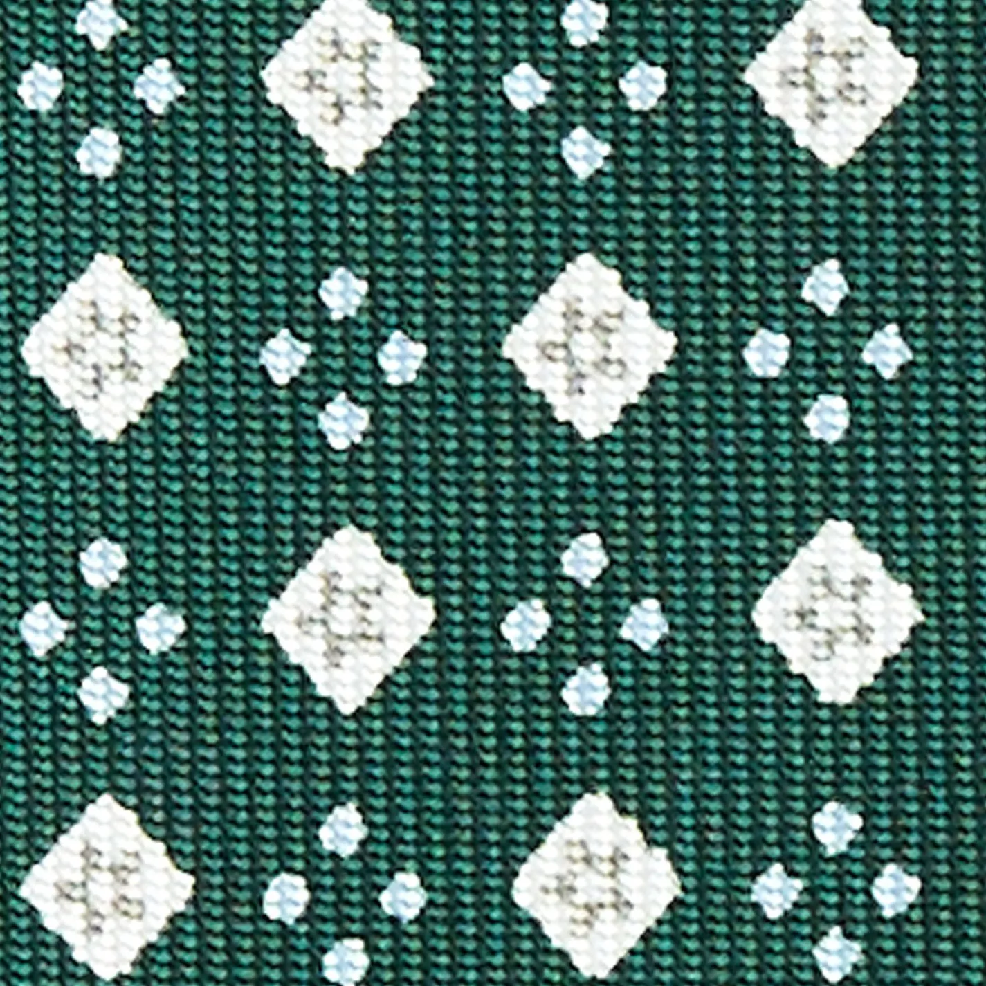 Dark Green Sartorial Classic Silk Tie - Small Flower Pattern