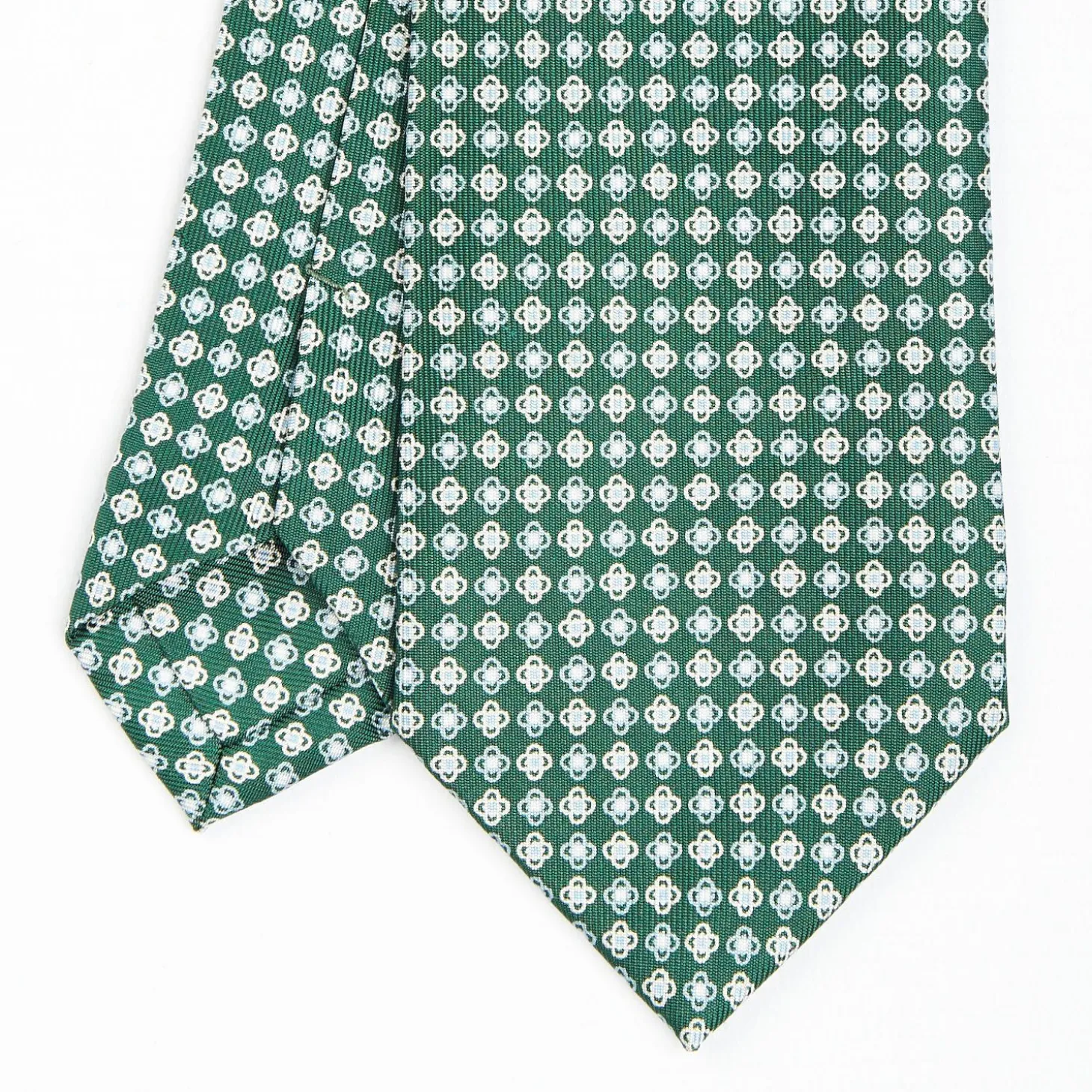 Dark Green Sartorial Classic Silk Tie - Small Flower Pattern
