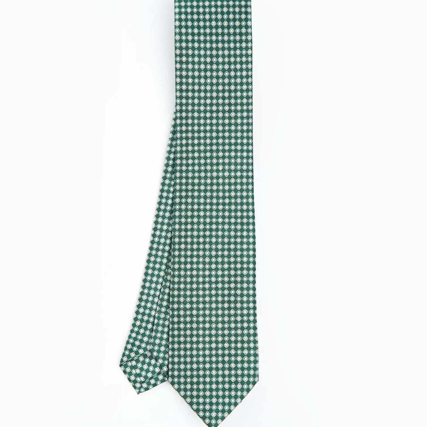 Dark Green Sartorial Classic Silk Tie - Small Flower Pattern