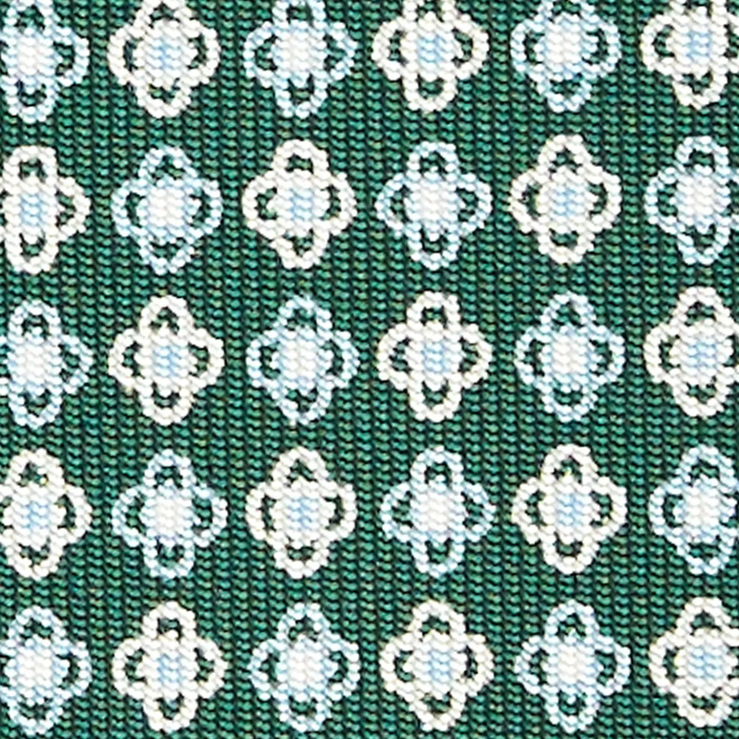 Dark Green Sartorial Classic Silk Tie - Small Flower Pattern