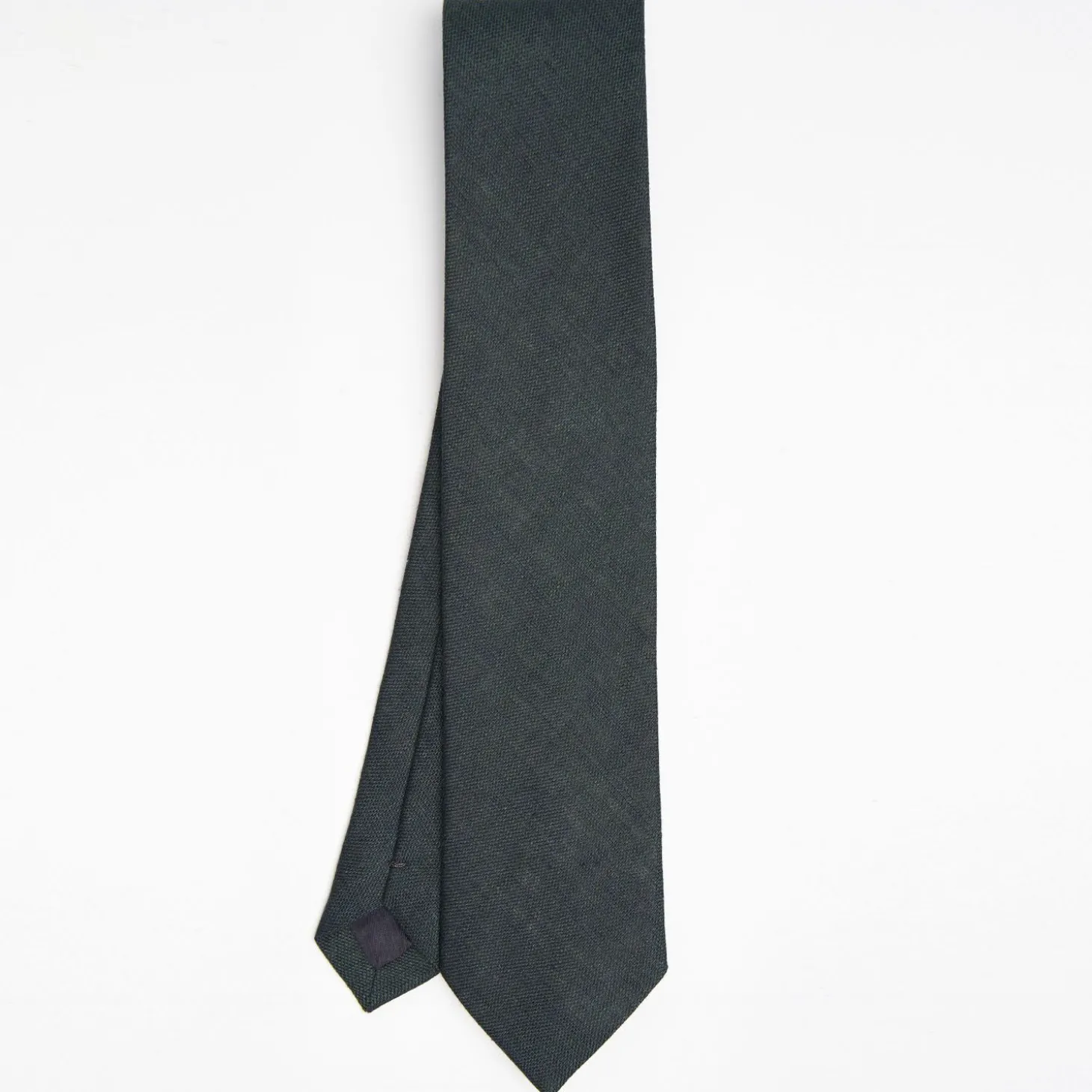 Dark Green Sartorial Linen Tie Solid Color