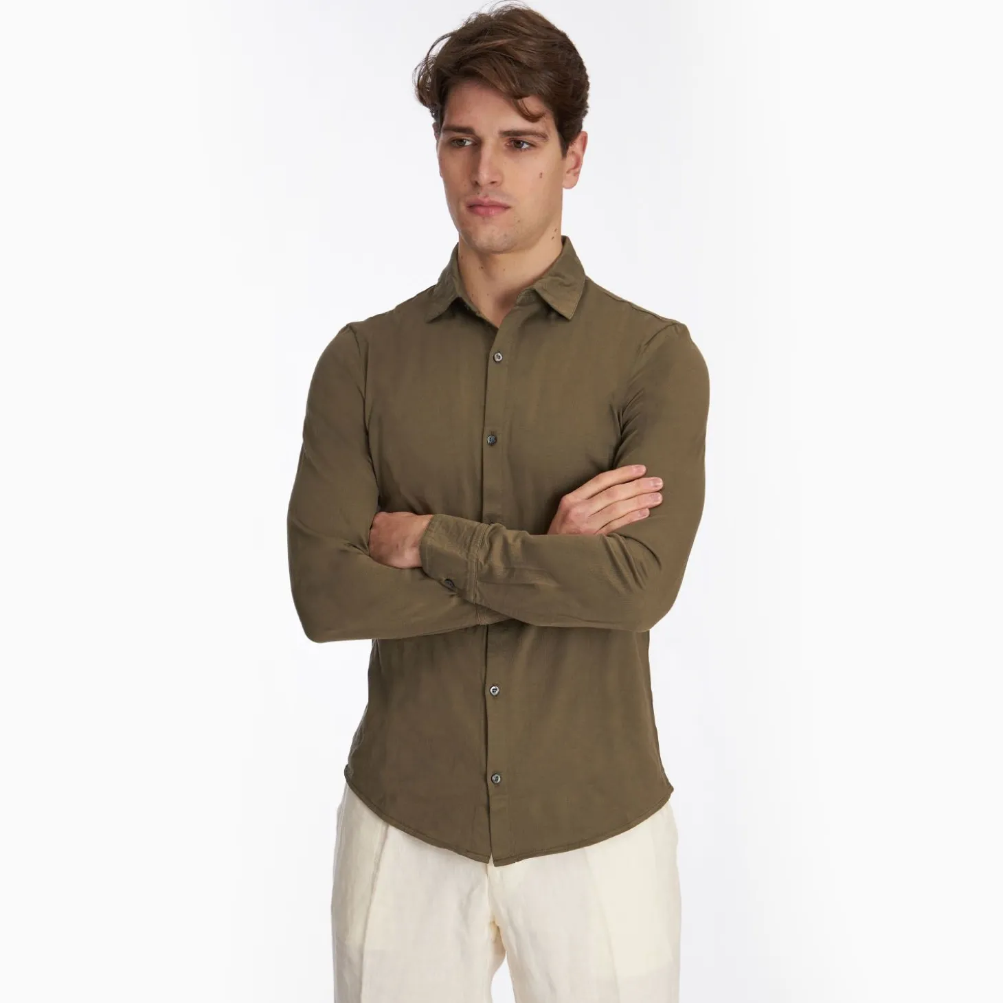 Dark Green Shirt In Jersey