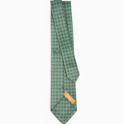 Dark Green Silk And Orange Fiber Tie