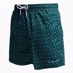 Dark Green Swim Short - Small Flower Pattern