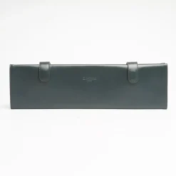 Dark Green Travel Tie Holder In Leather