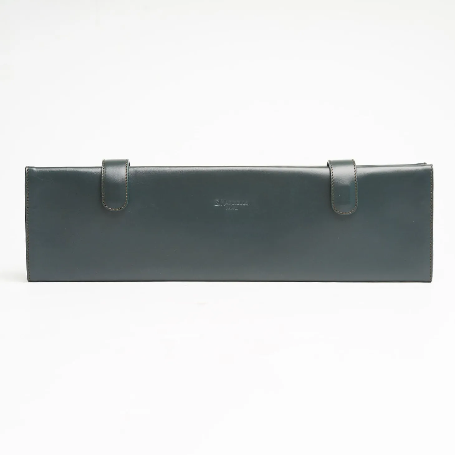 Dark Green Travel Tie Holder In Leather