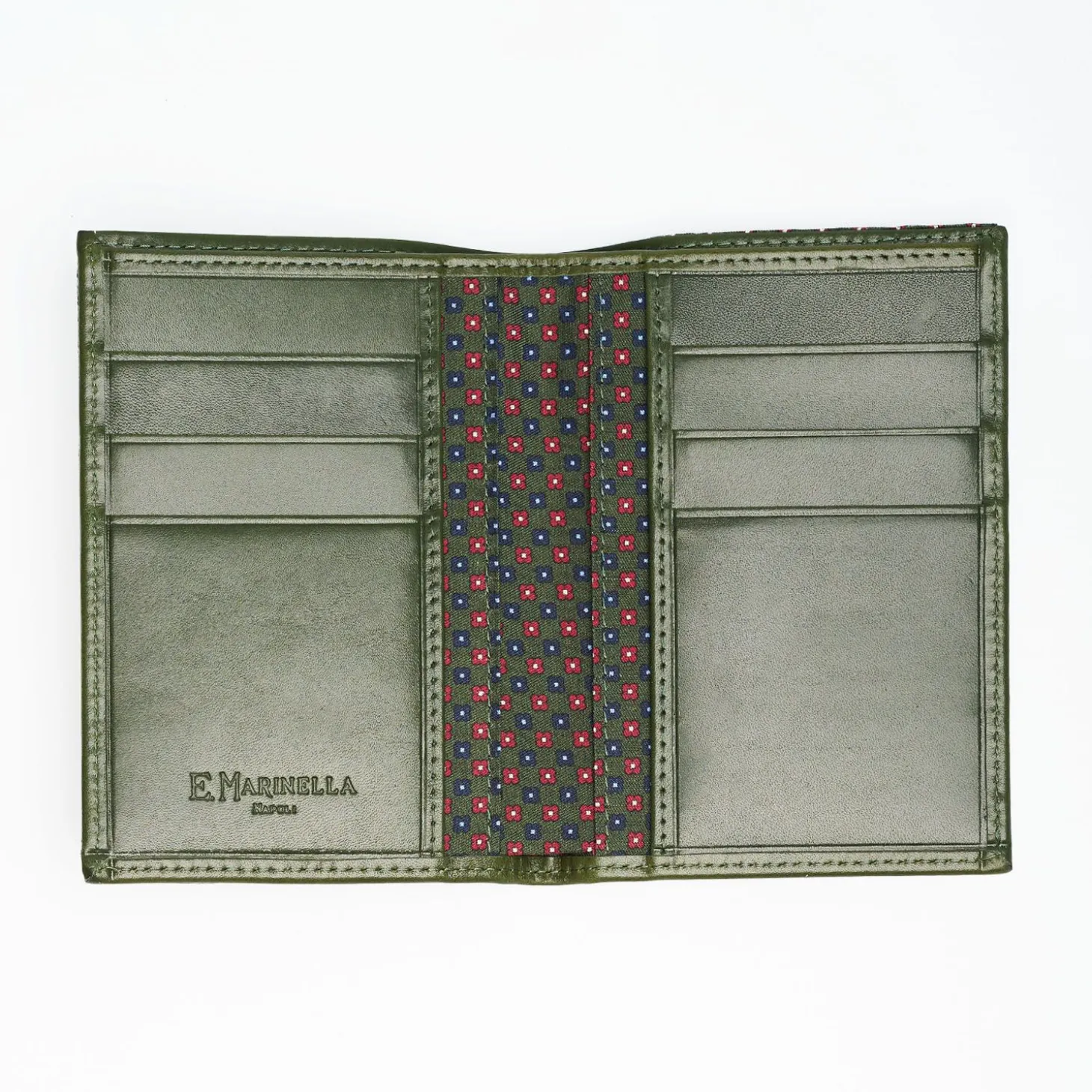 Dark Green Vertical Wallet In Silk And Leather